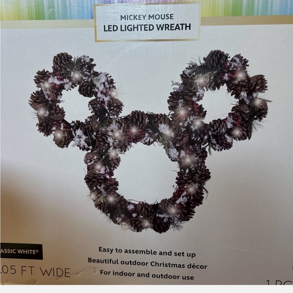 Mickey Mouse Pinecone Holiday Wreath with Red Accents - Picture 4 of 5